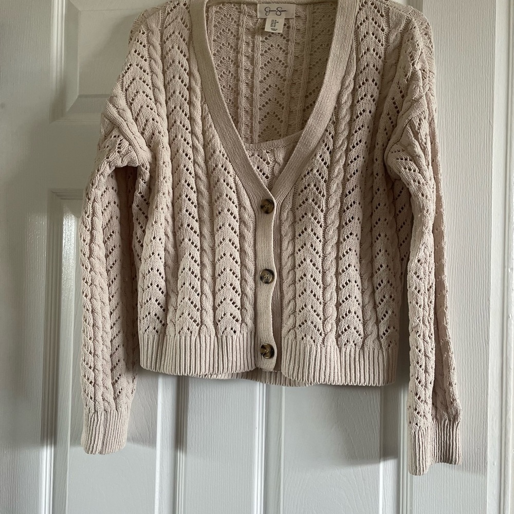 💥JESSICA SIMPSON- 2 Piece Cardigan& Matching Tank Top, Size:M, NWOT - Picture 1 of 3